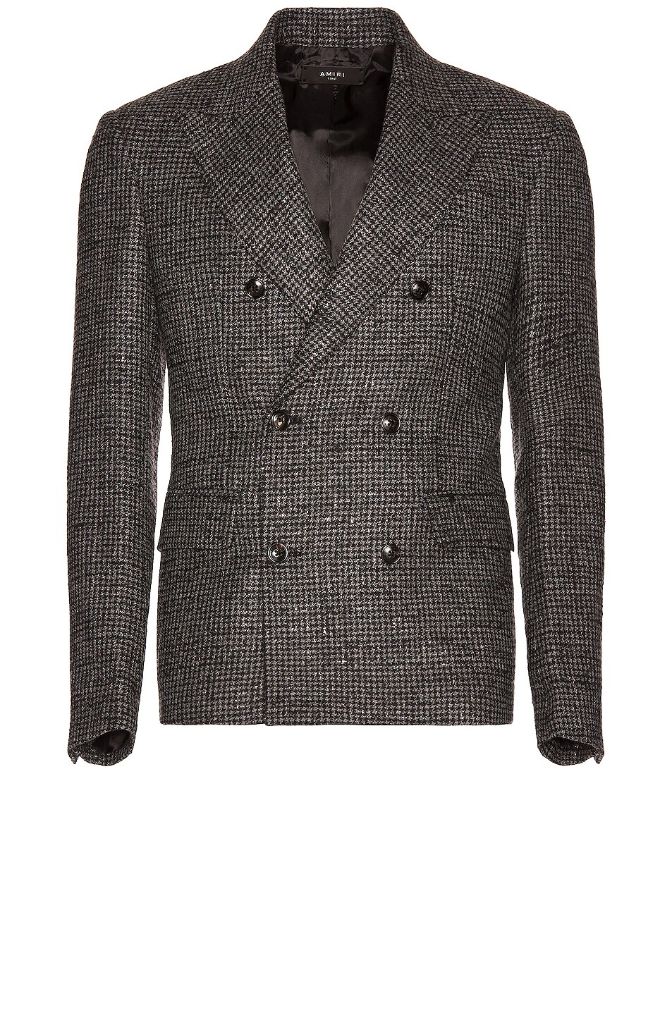 Image 1 of Amiri Houndstooth Lurex Double Breasted Jacket in Black