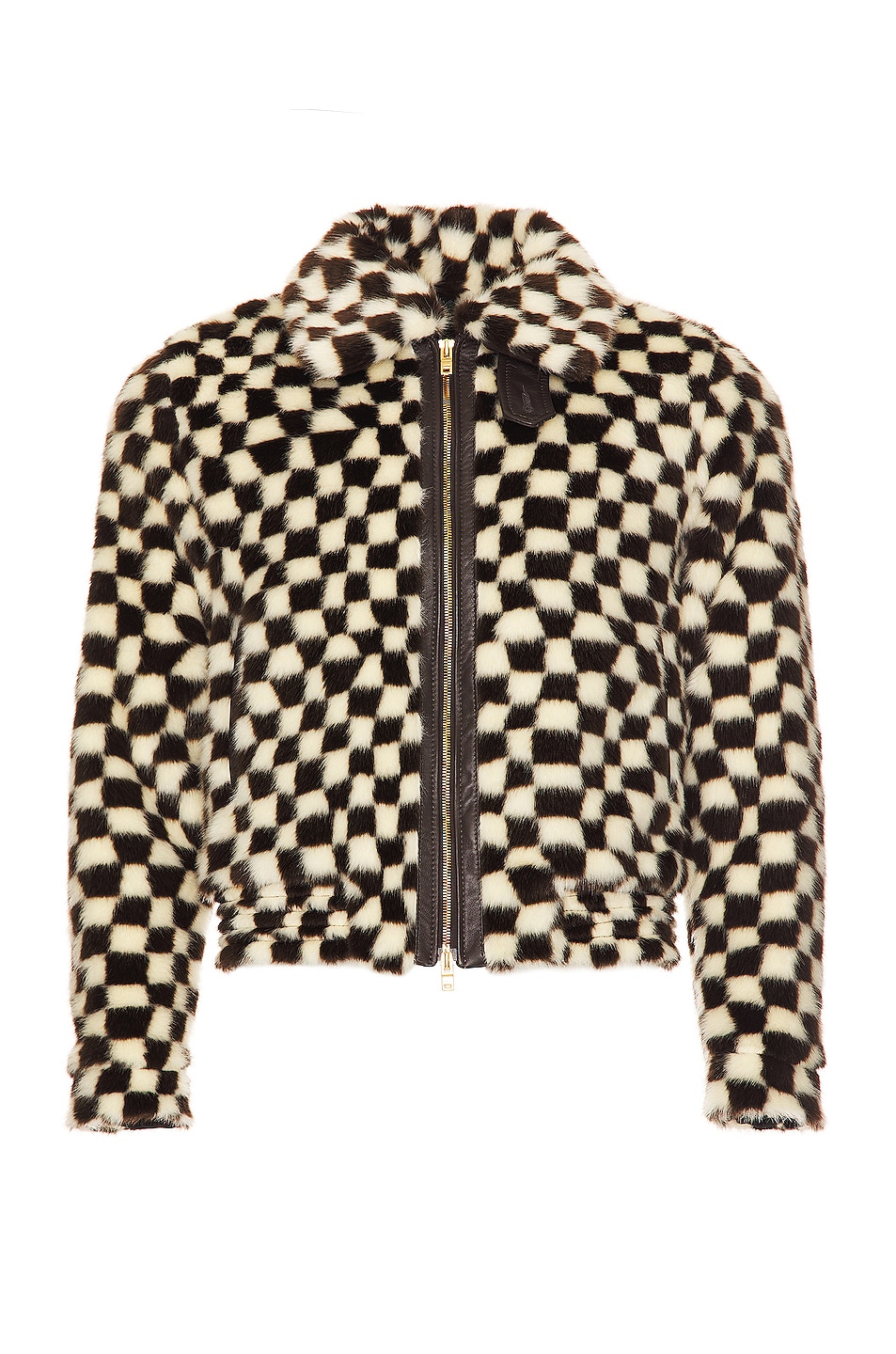 Image 1 of Amiri Checkered Faux Fur Blouson in Black &White