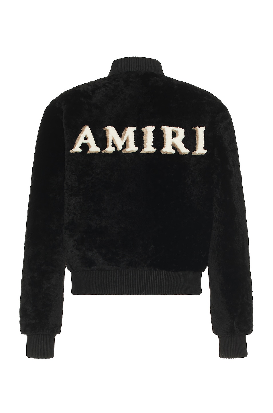 Image 1 of Amiri Zip Front Shearling Bomber in Black