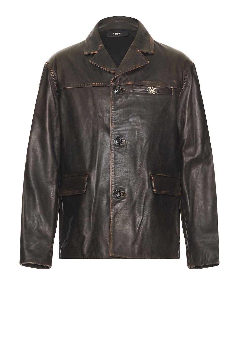 Image 1 of Amiri Tumbled Leather SB Jacket in Dark Brown