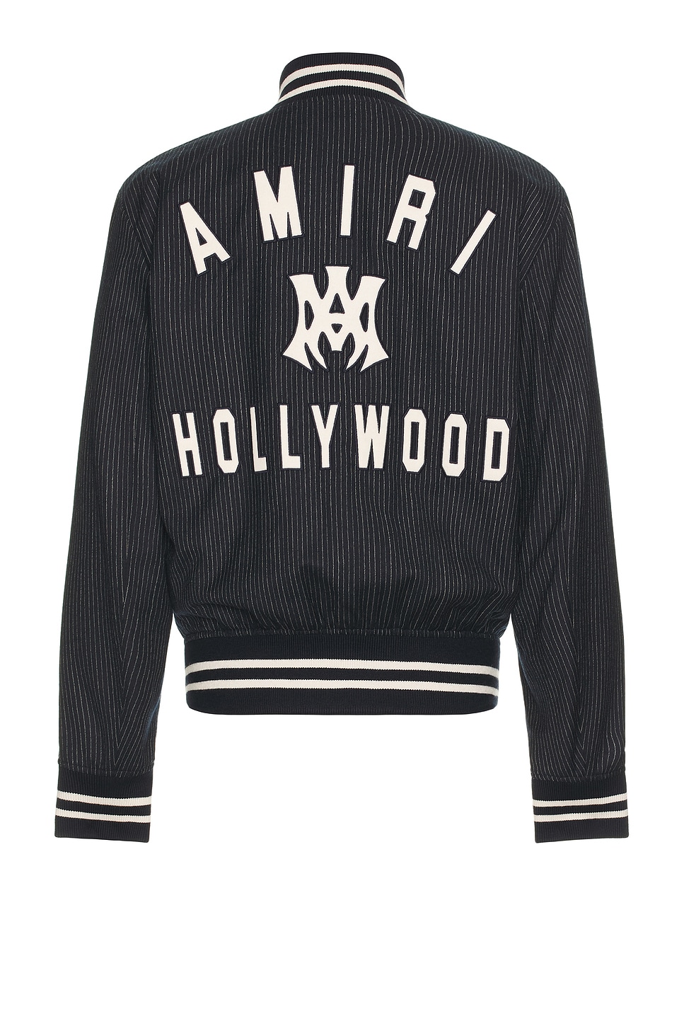 Image 1 of Amiri MA Hollywood Pinstripe Bomber in Midnight Blue