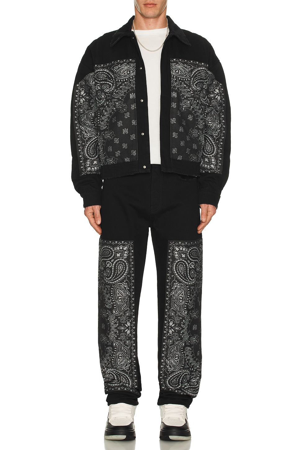 Image 1 of Amiri Bandana Jacquard Paneled Blouson in Black OD