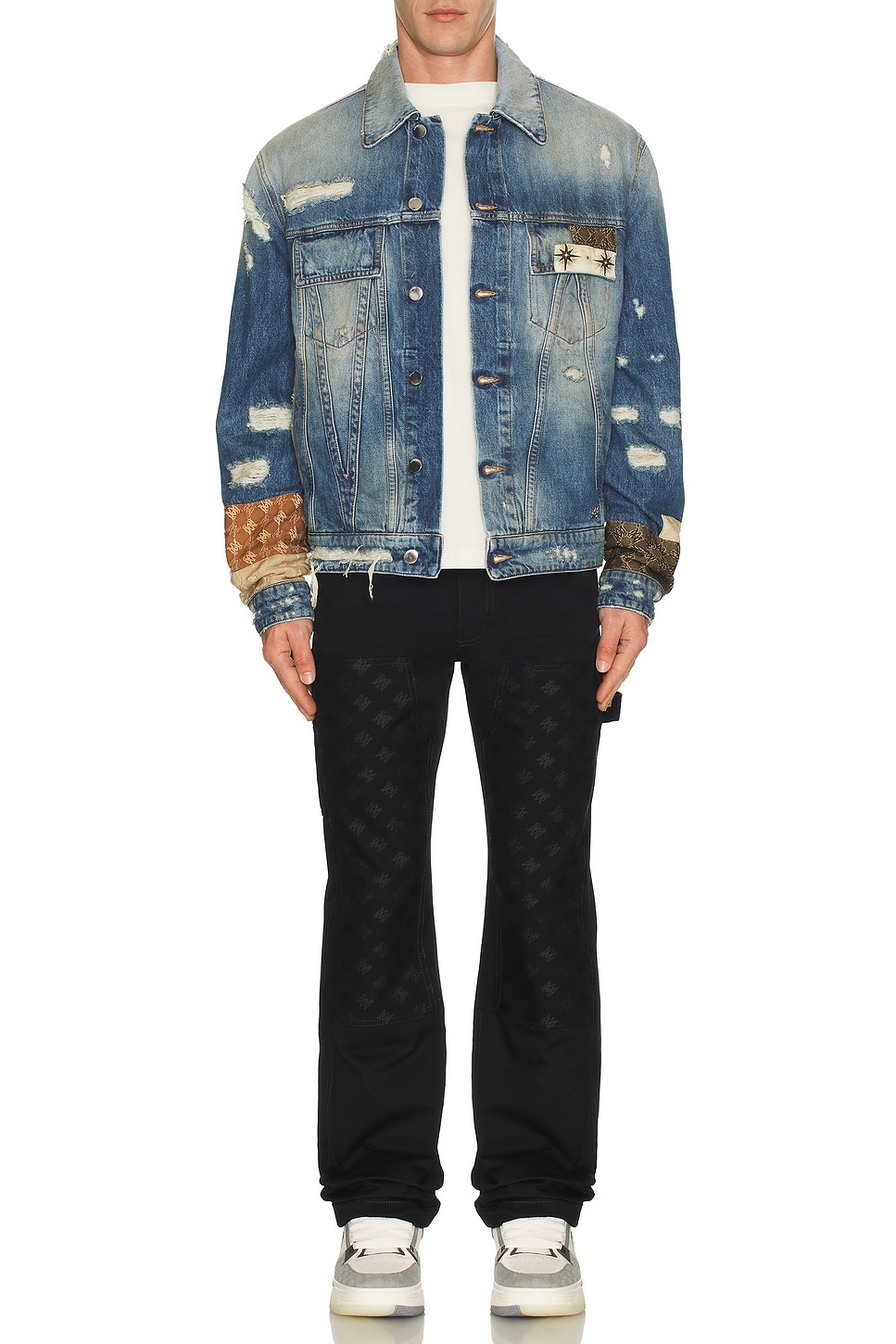 Image 1 of Amiri MA Quad Artpatch Trucker Jacket in Nightshade Indigo