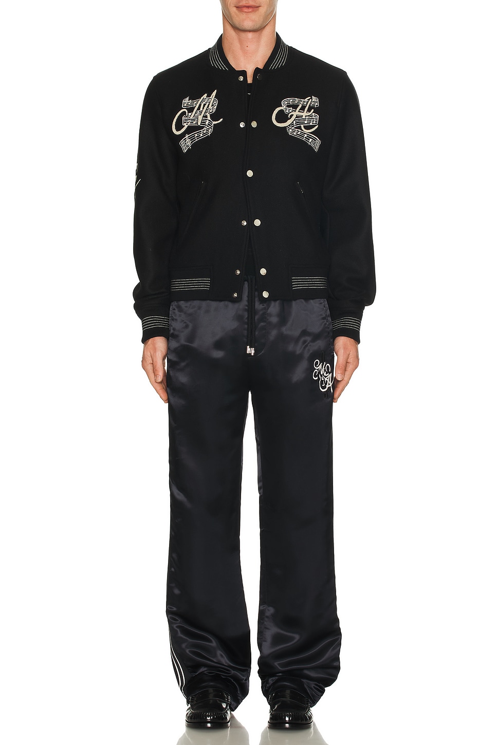 Image 1 of Amiri Hollywood Music Club Bomber Jacket in Black