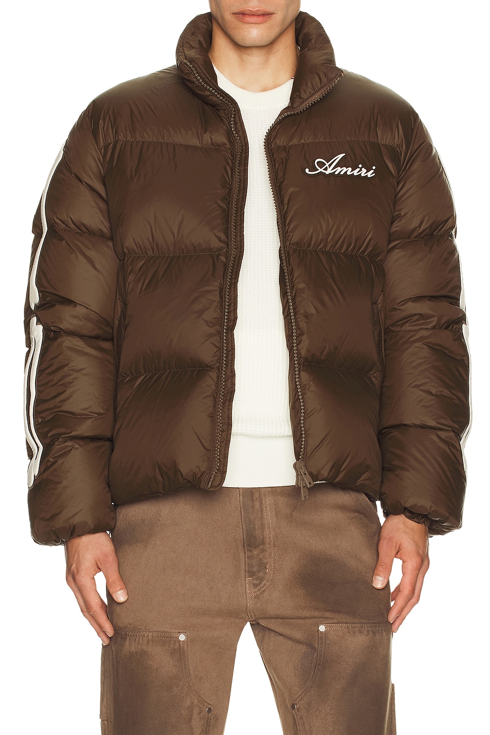 Image 1 of Amiri Bones Down Jacket in Dark Brown