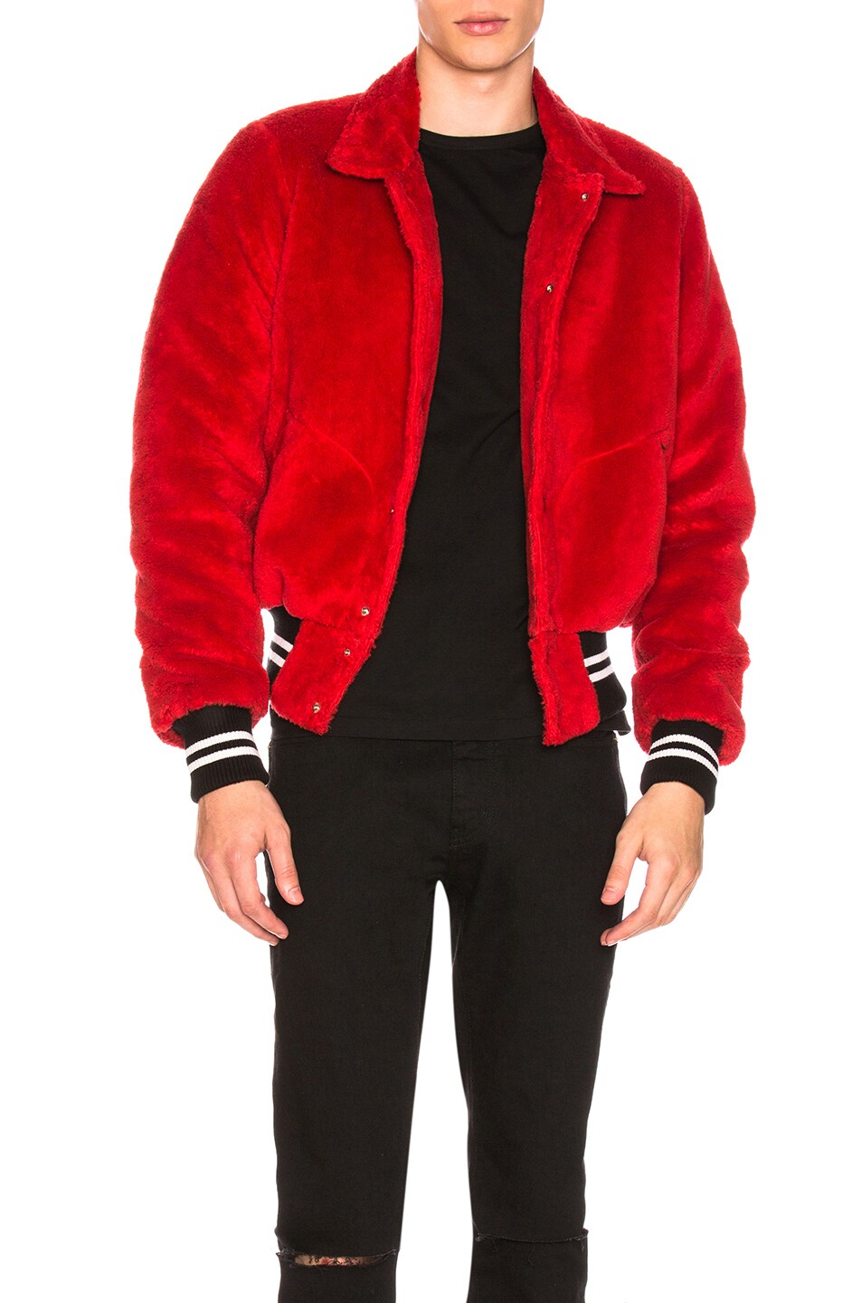 Image 1 of Amiri Sherpa Bomber Jacket in Red