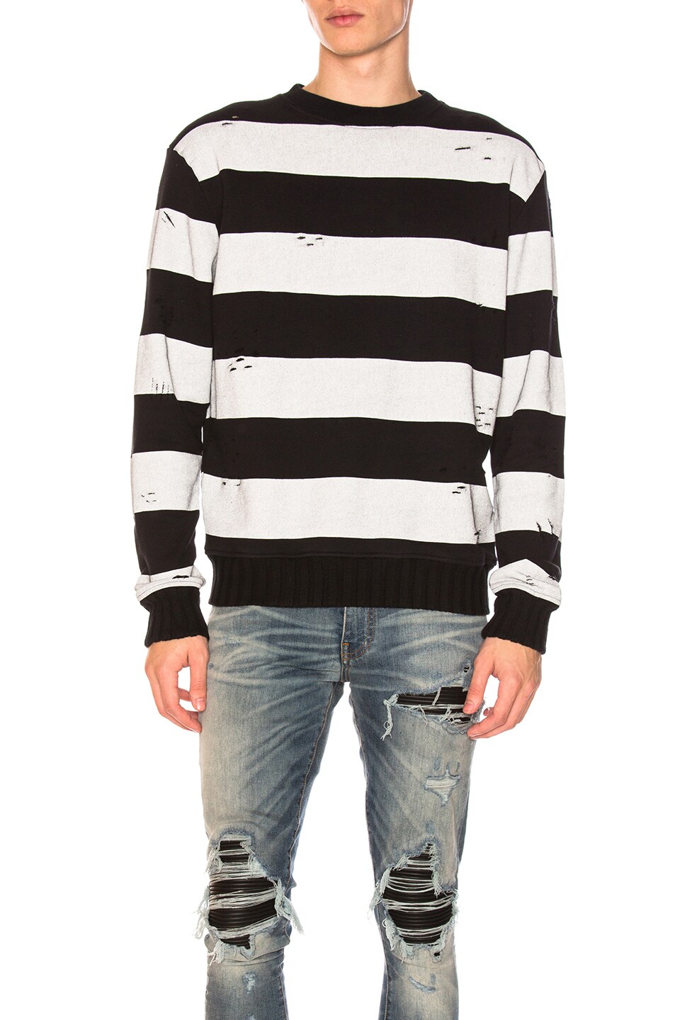 Image 1 of Amiri Striped Sweatshirt in Black & White