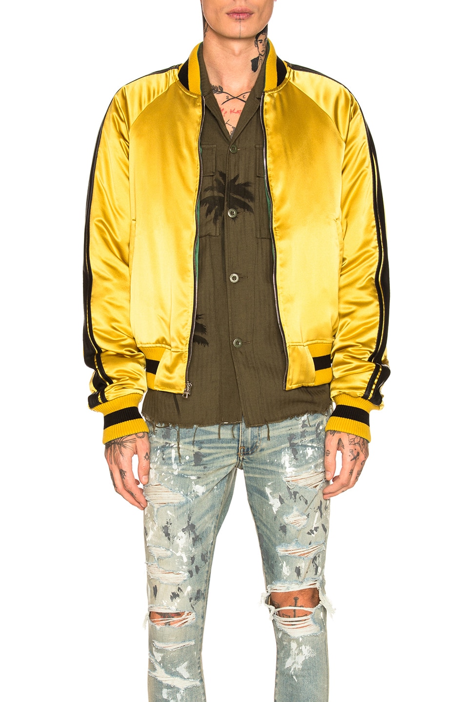 Image 1 of Amiri Reverse Track Jacket in Yellow & Green