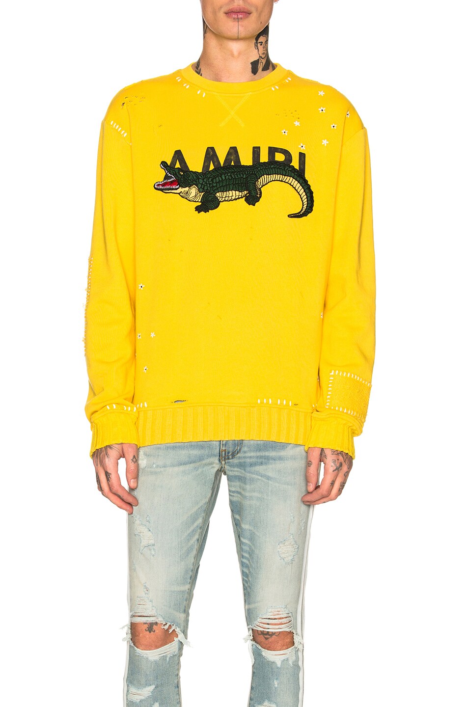 Image 1 of Amiri Alligator Crew in Yellow