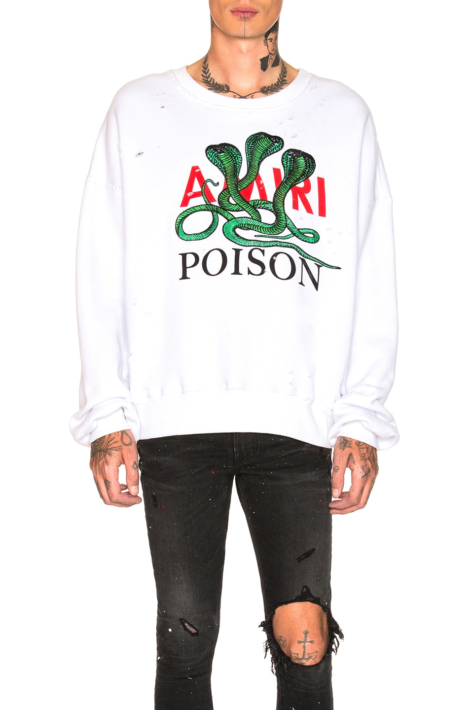 Image 1 of Amiri Poison Loose Fit Crewneck in White
