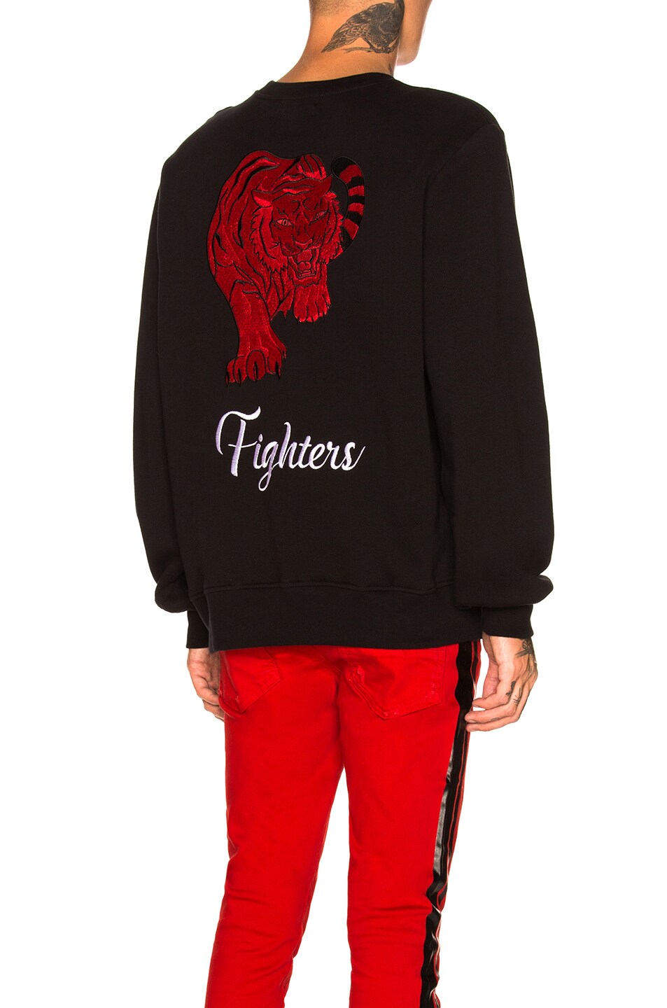 Image 1 of Amiri Fighters Embroidered Crew in Black & Red