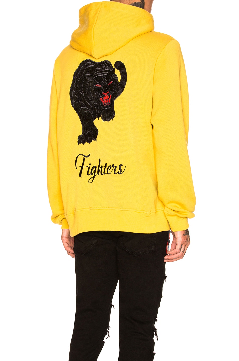 Image 1 of Amiri Fighters Embroidered Hoodie in Yellow & Black