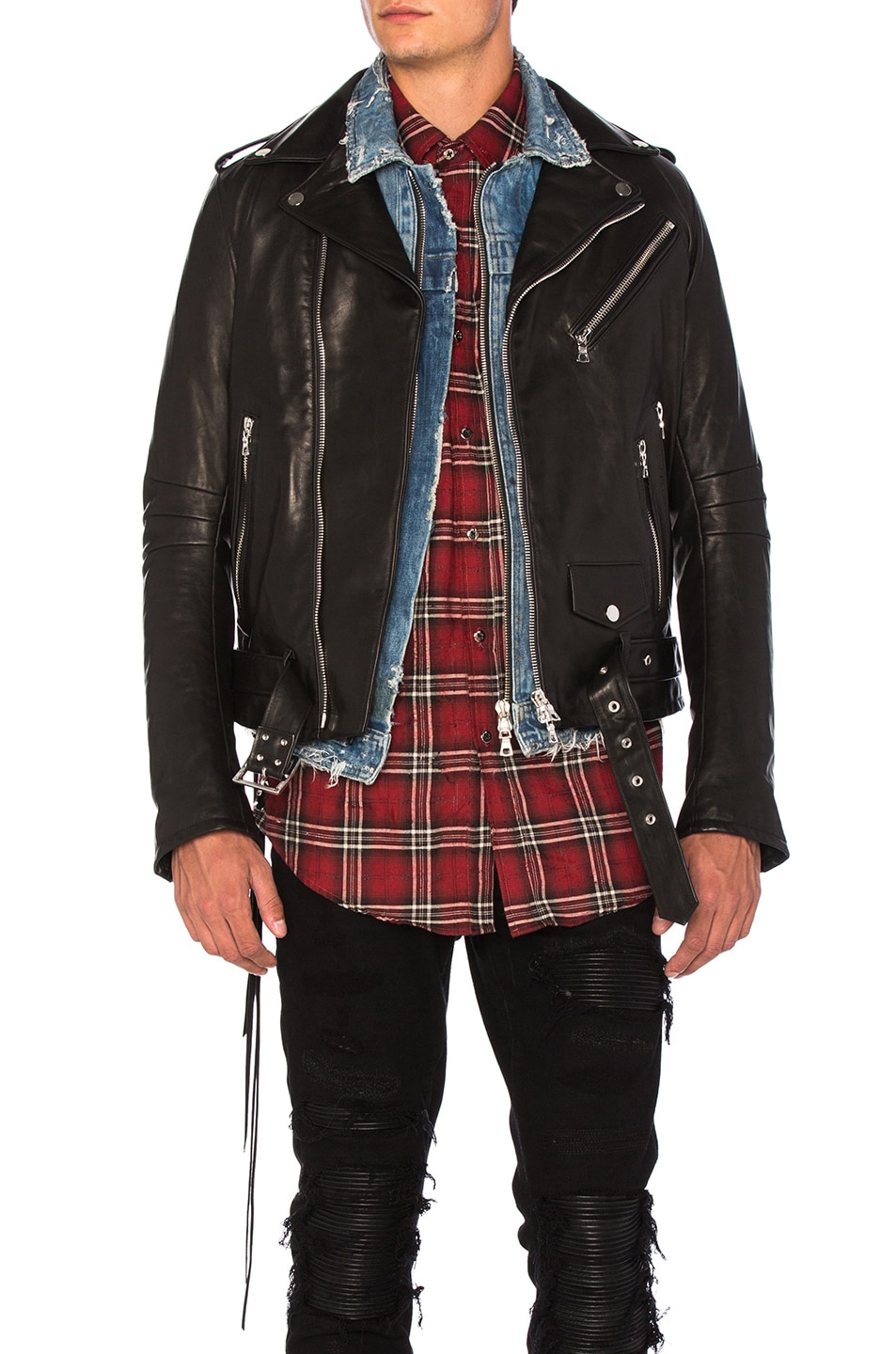 Image 1 of Amiri Vitellino Leather Jacket in Black