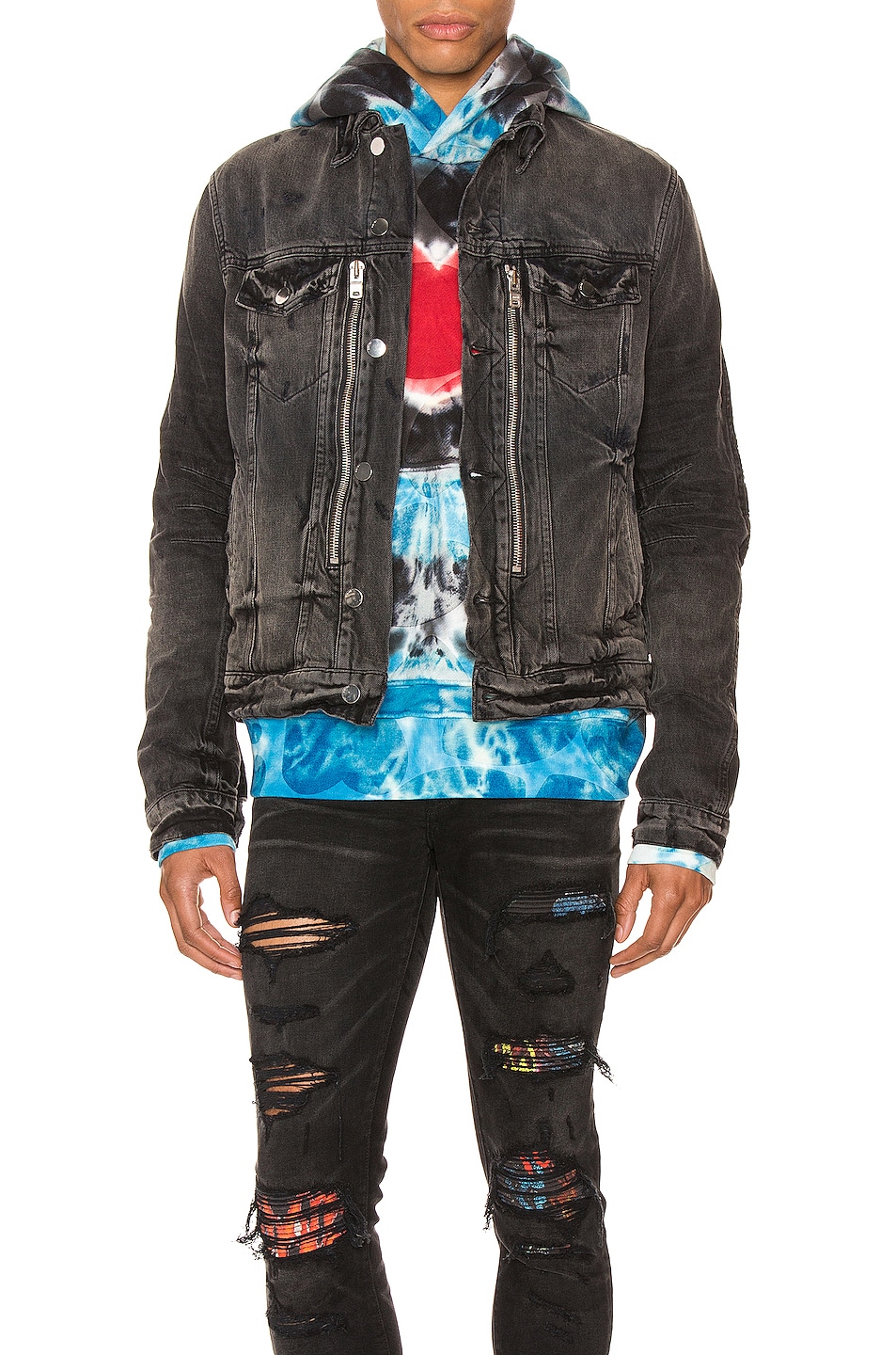 Image 1 of Amiri MX Trucker Jacket in Antique Black