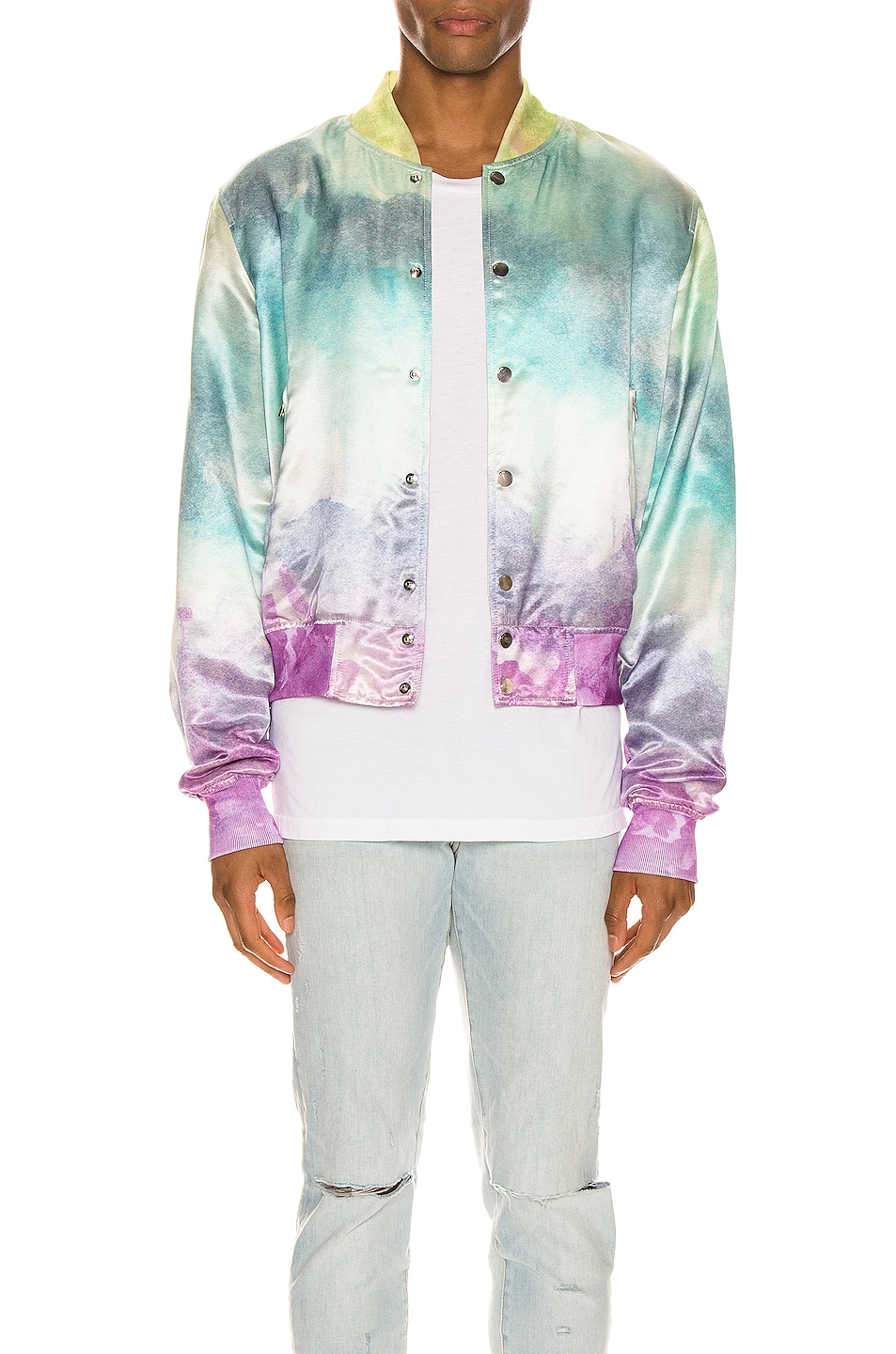 Image 1 of Amiri Watercolor Print Bomber in Multi-Color