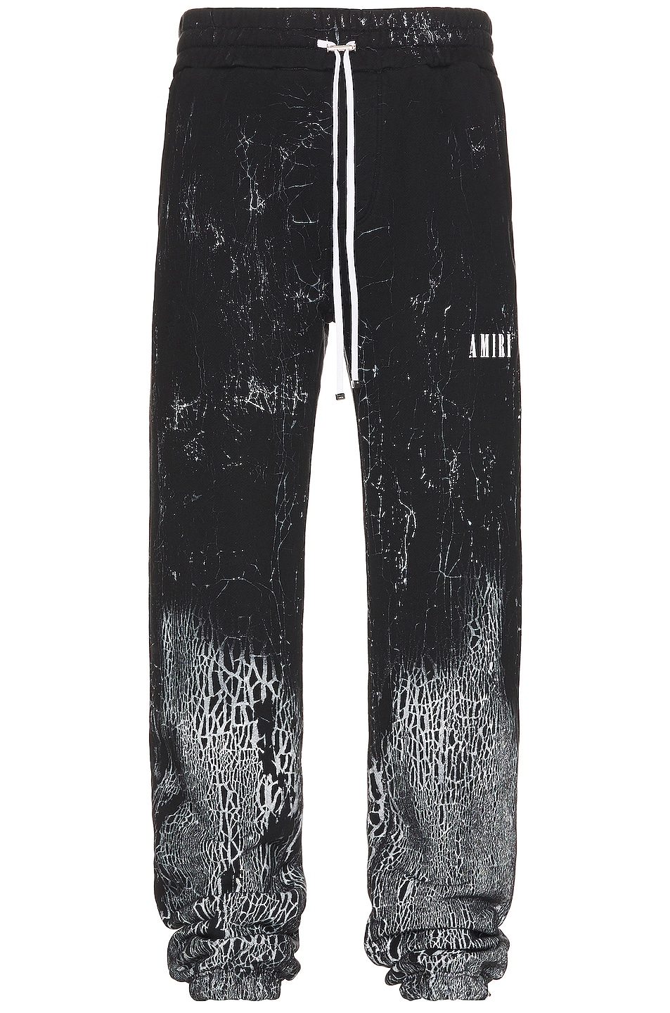 Image 1 of Amiri Cracked Dye Logo Sweatpants in Black