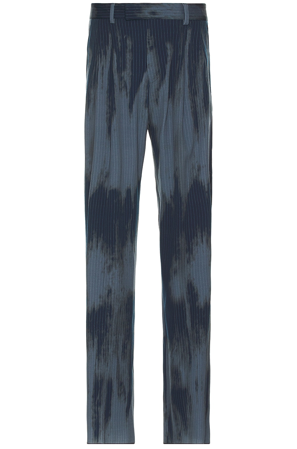 Amiri Pinstripe Double Pleated Trousers in Navy | FWRD