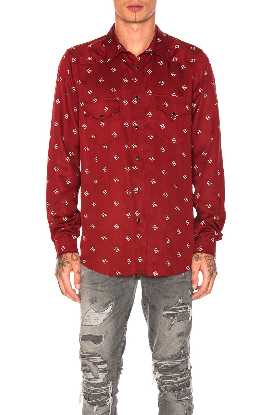 Image 1 of Amiri Western Paisley Shirt in Red