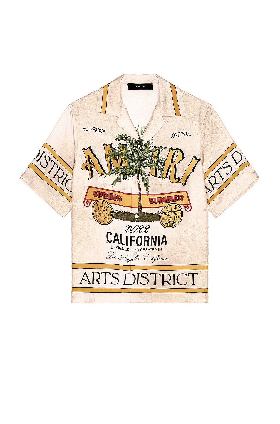 Image 1 of Amiri Rum Label Bowling Shirt in Alabaster