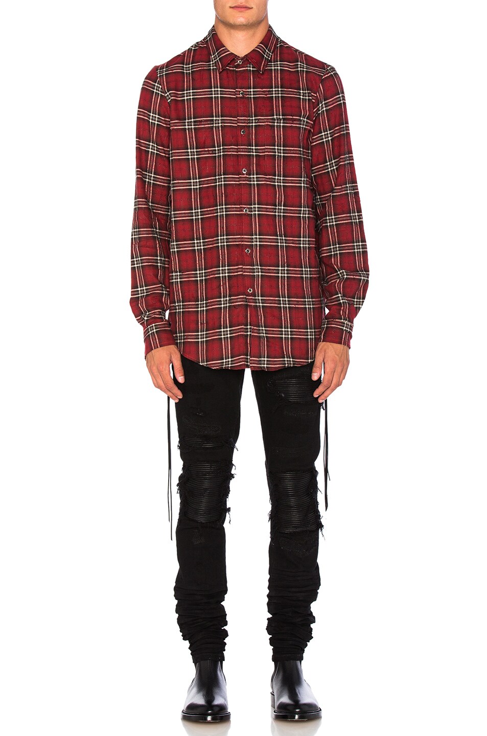 Image 1 of Amiri Laced Plaid Shirt in Red