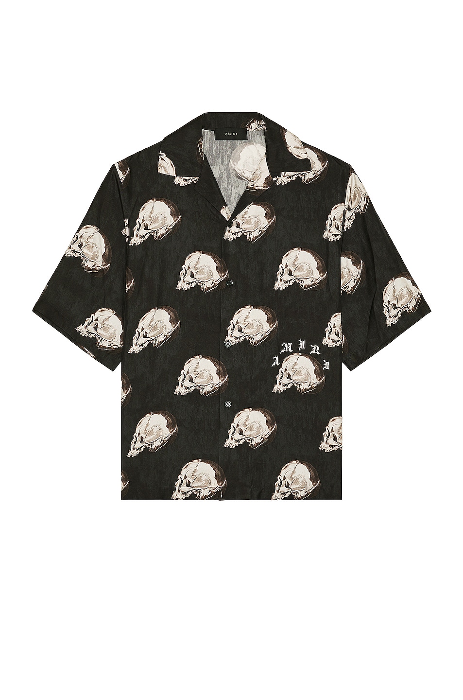 Image 1 of Amiri All Over Skull Bowling Shirt in Black