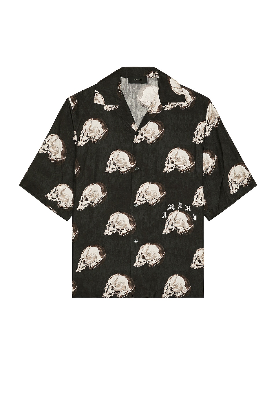 Amiri All Over Skull Bowling Shirt in Black | FWRD