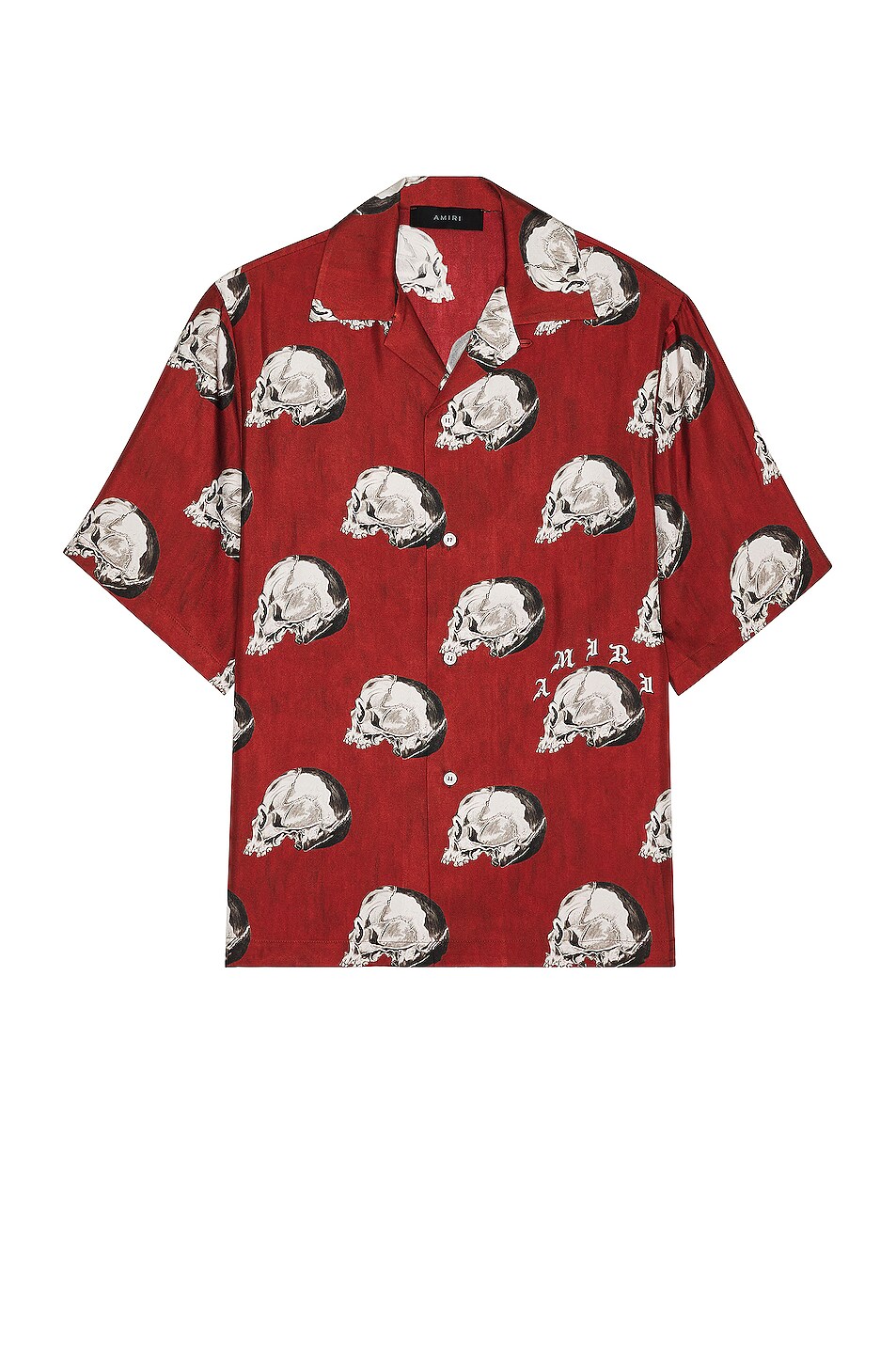 Image 1 of Amiri All Over Skull Bowling Shirt in Red