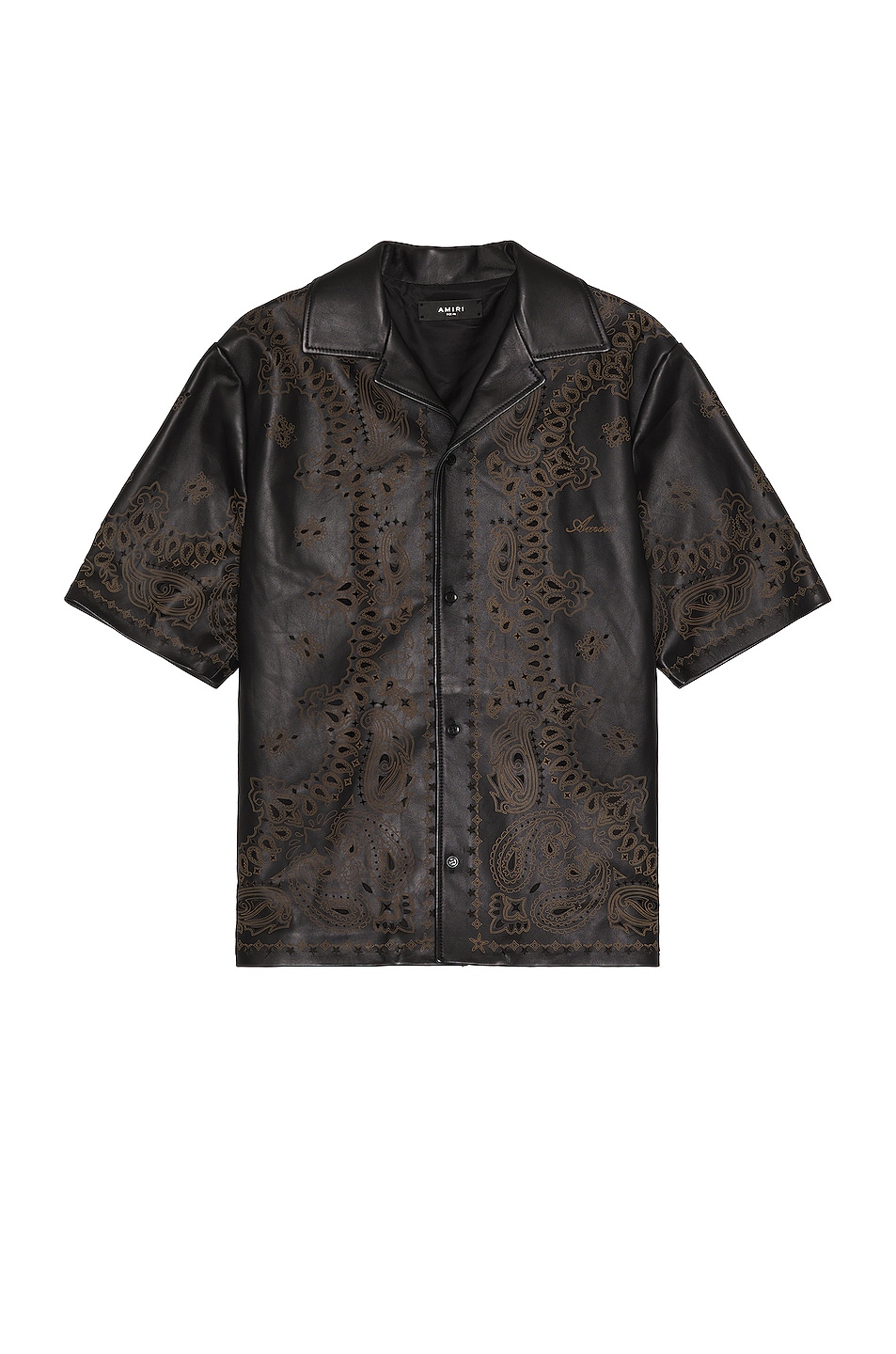 Image 1 of Amiri Leather Bandana Shirt in Black