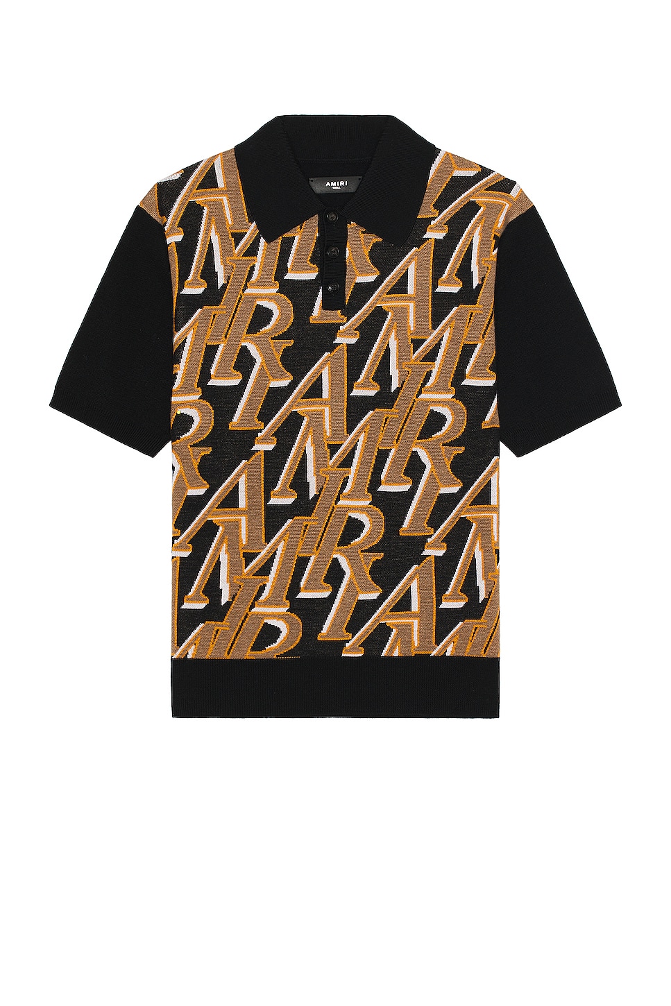 Image 1 of Amiri Repeat Short Sleeve Polo in Black