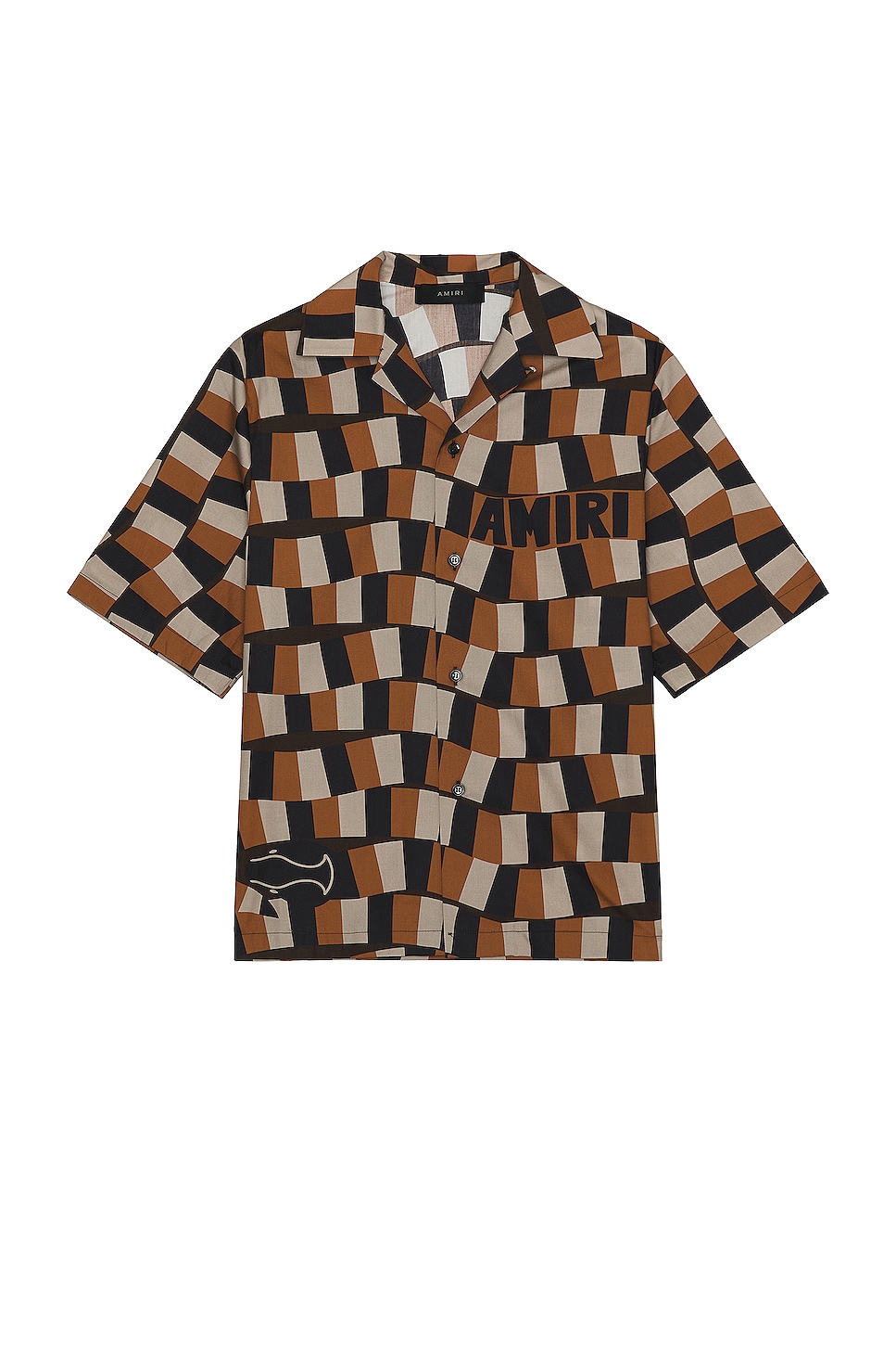 Image 1 of Amiri Checkered Snake Poplin Shirt in Brown