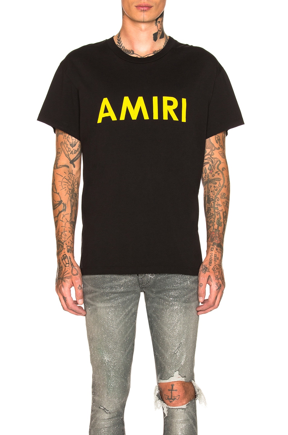 Image 1 of Amiri Logo Tee in Black & Yellow
