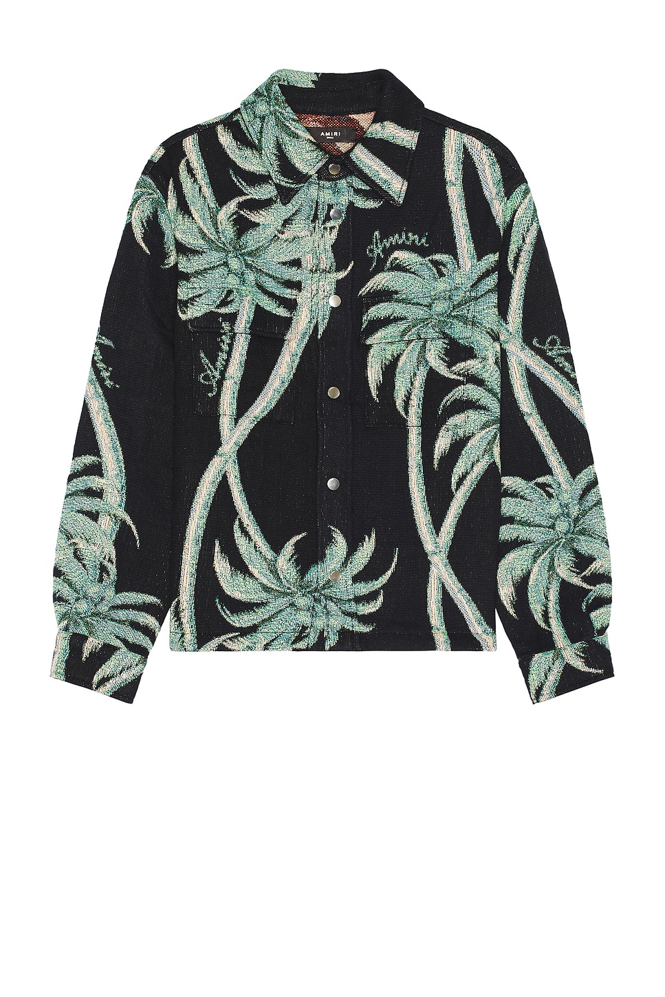 Image 1 of Amiri Palm Tapestry Overshirt in Black