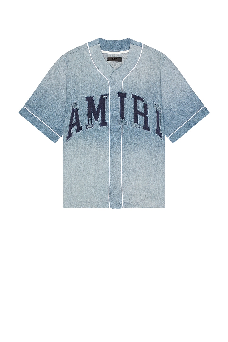 Shop Amiri Sunfaded Baseball Shirt In Perfect Indigo