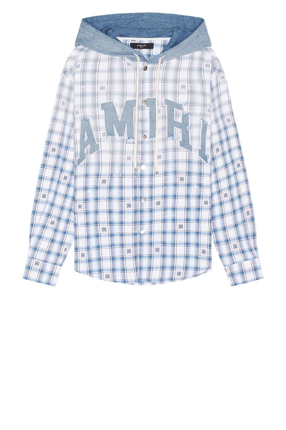 Shop Amiri Hooded Overshirt In Cerulean