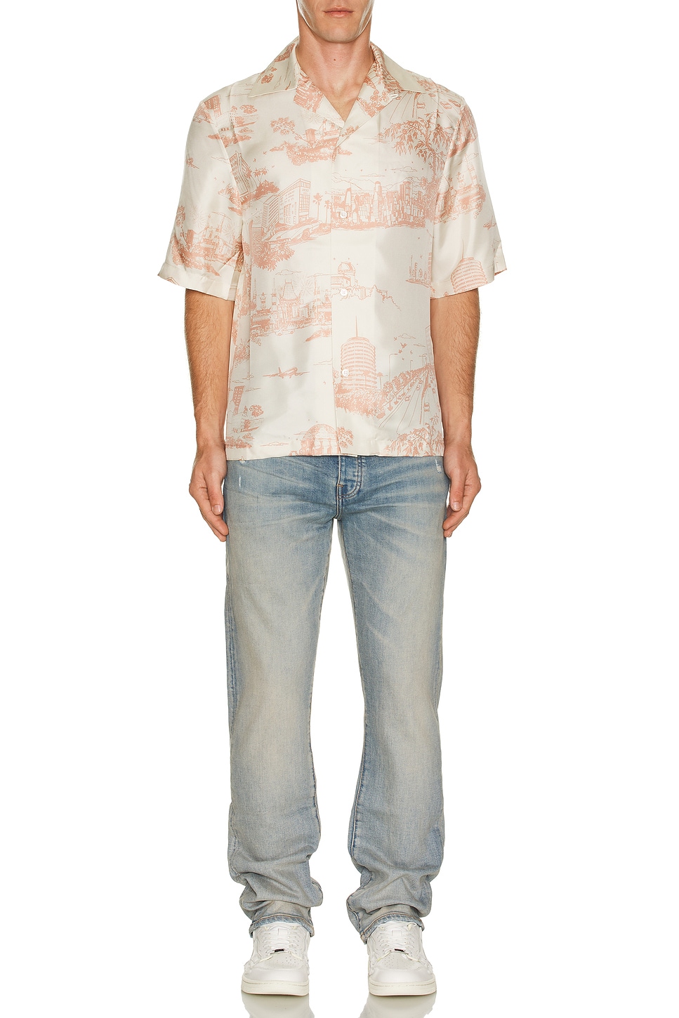 Image 1 of Amiri LA Landmark Bowling Shirt in Alabaster