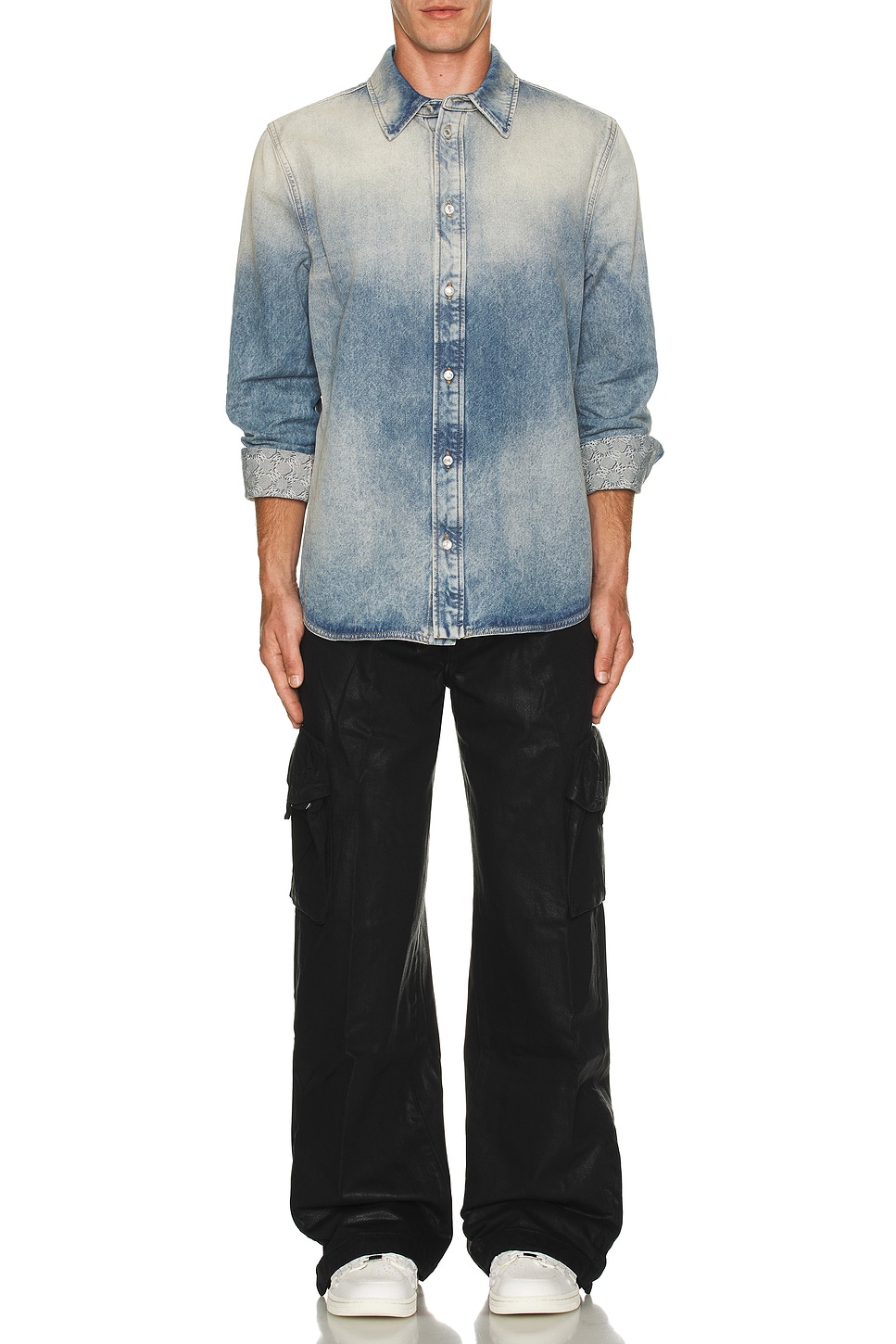 Image 1 of Amiri MA Quad Interior Long Sleeve Shirt in Antique Indigo
