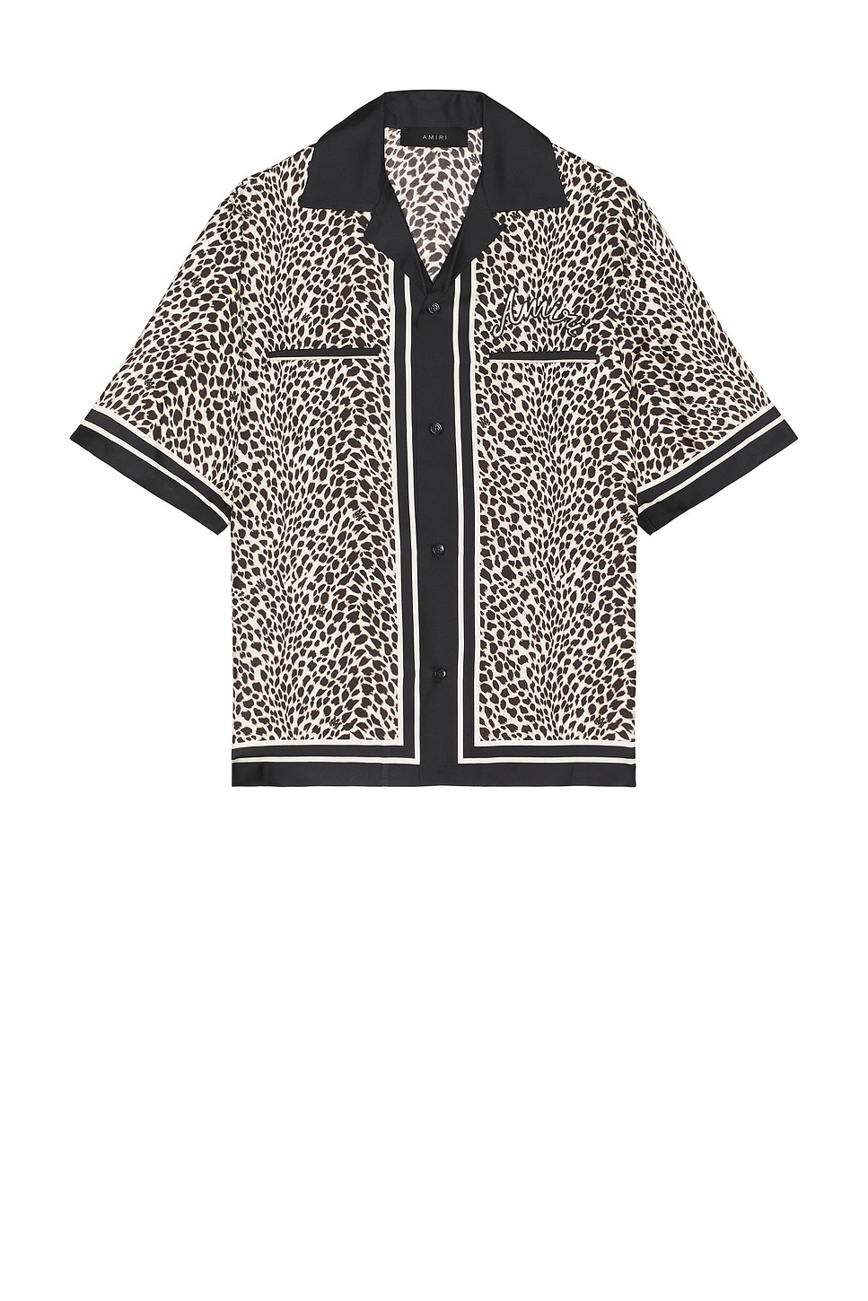 Shop Amiri Ma Leopard Bowling Shirt In Black Birch