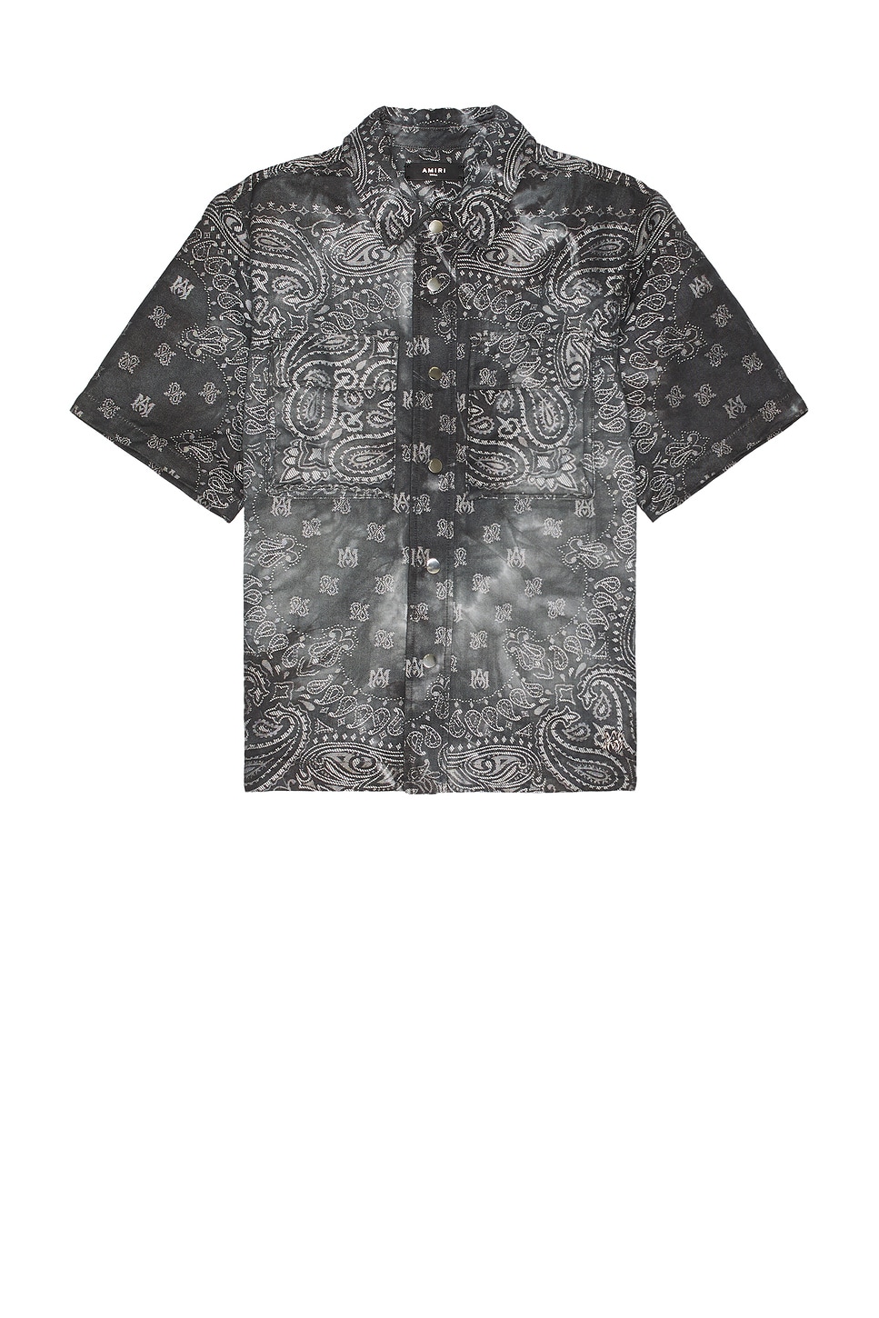 Tie Dye Bandana Short Sleeve Shirt in Grey