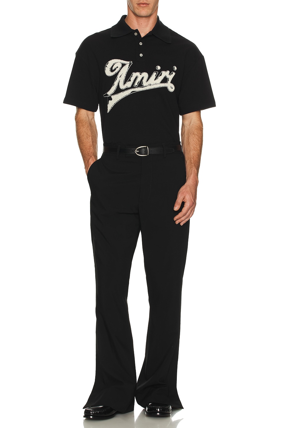 Image 1 of Amiri Distressed Polo in Black