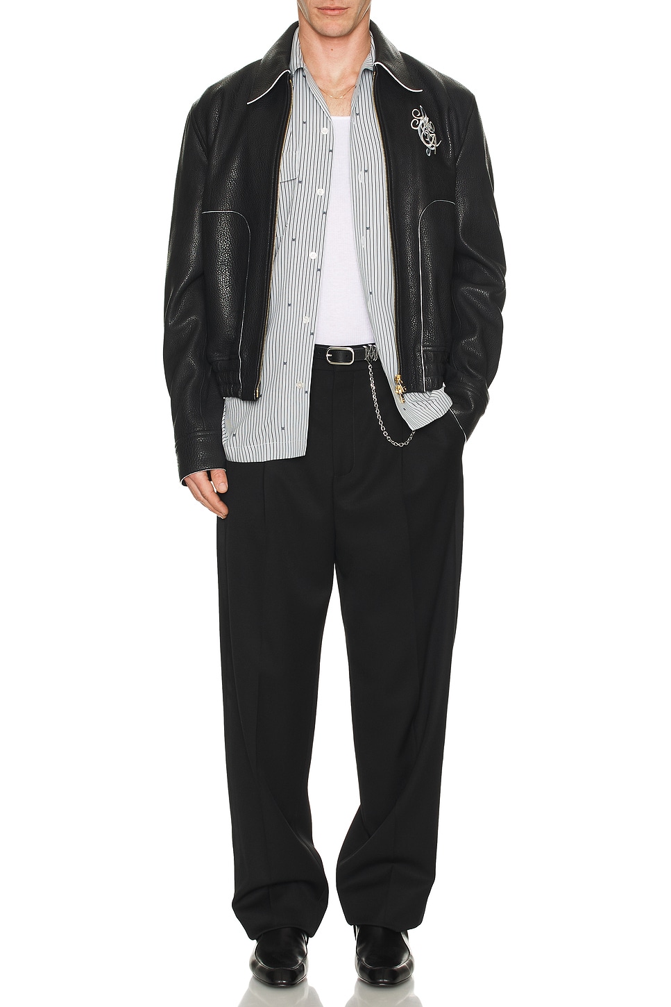 Image 1 of Amiri MA Pinstripe Camp Shirt in Black