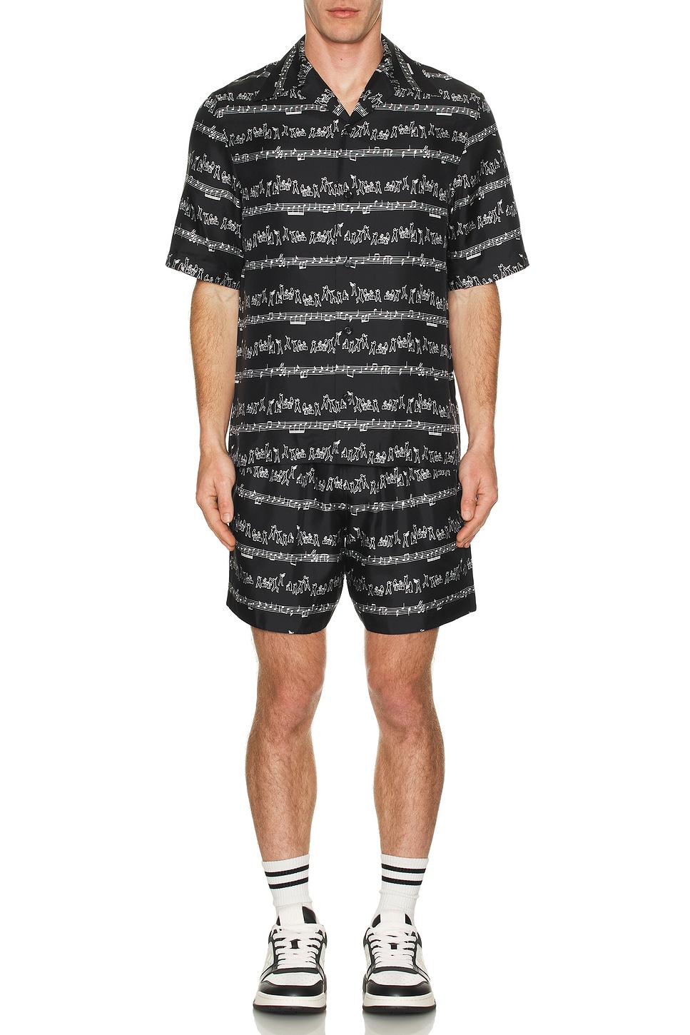 Image 1 of Amiri Jazz Band Bowling Shirt in Black