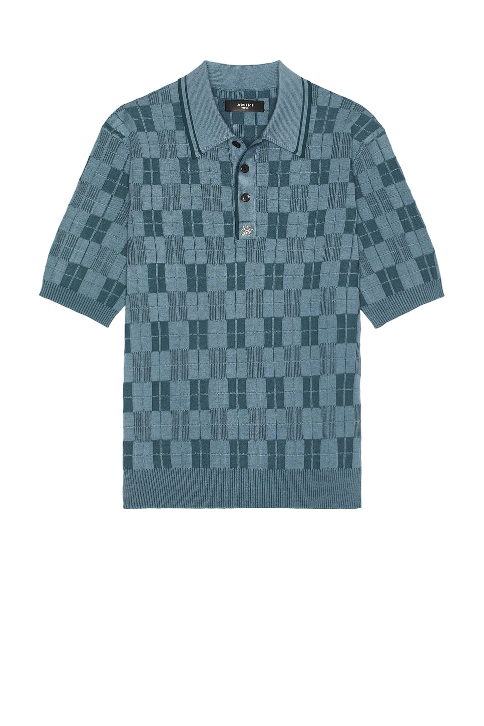 Image 1 of Amiri Checkered Polo in Vintage Blue