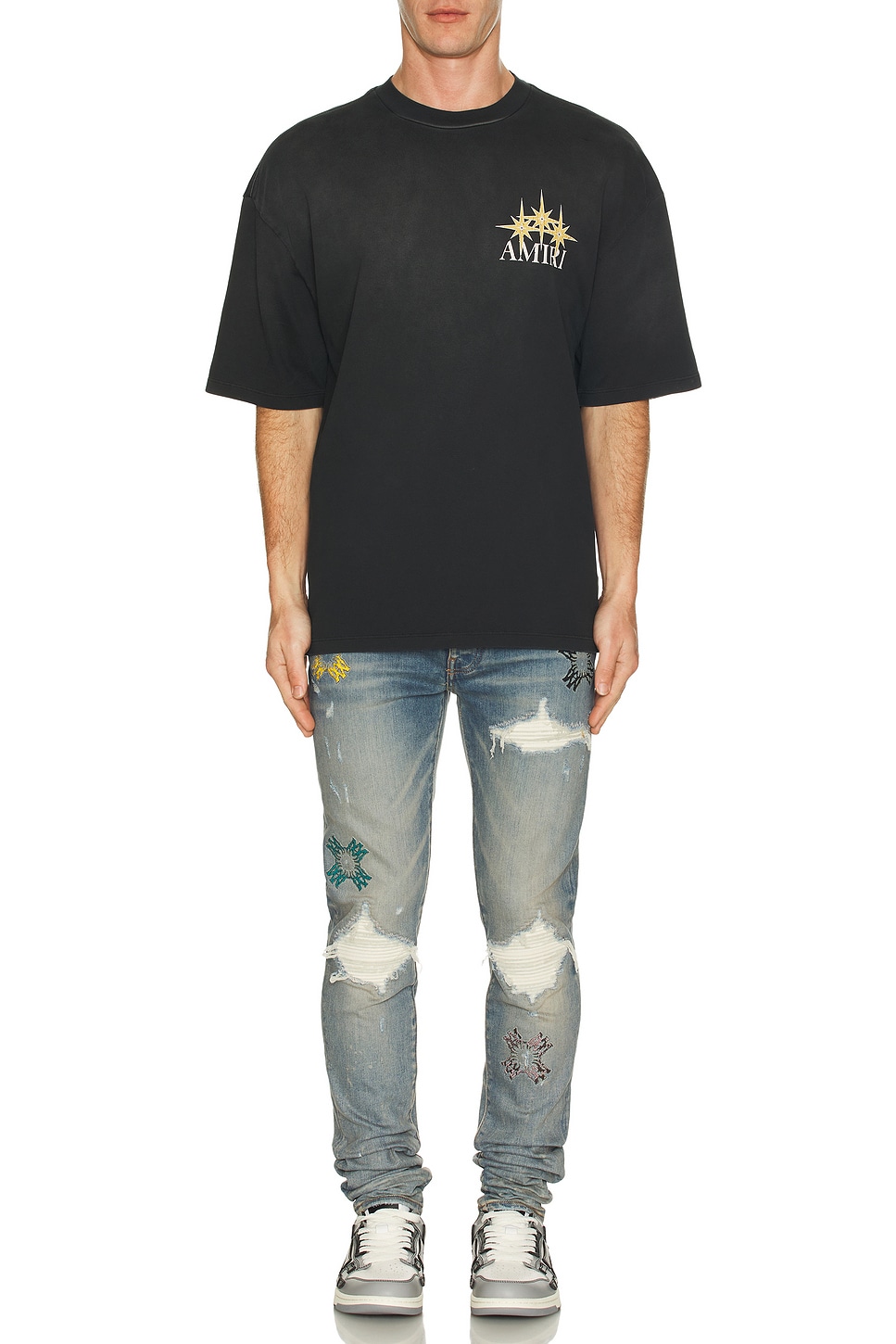 Image 1 of Amiri Starburst Oversized Tee in Black
