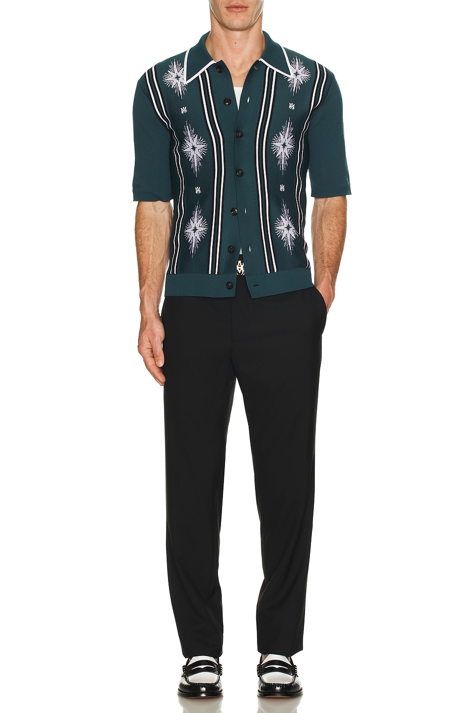 Image 1 of Amiri Starburst Button Down Polo in Vintage Blue