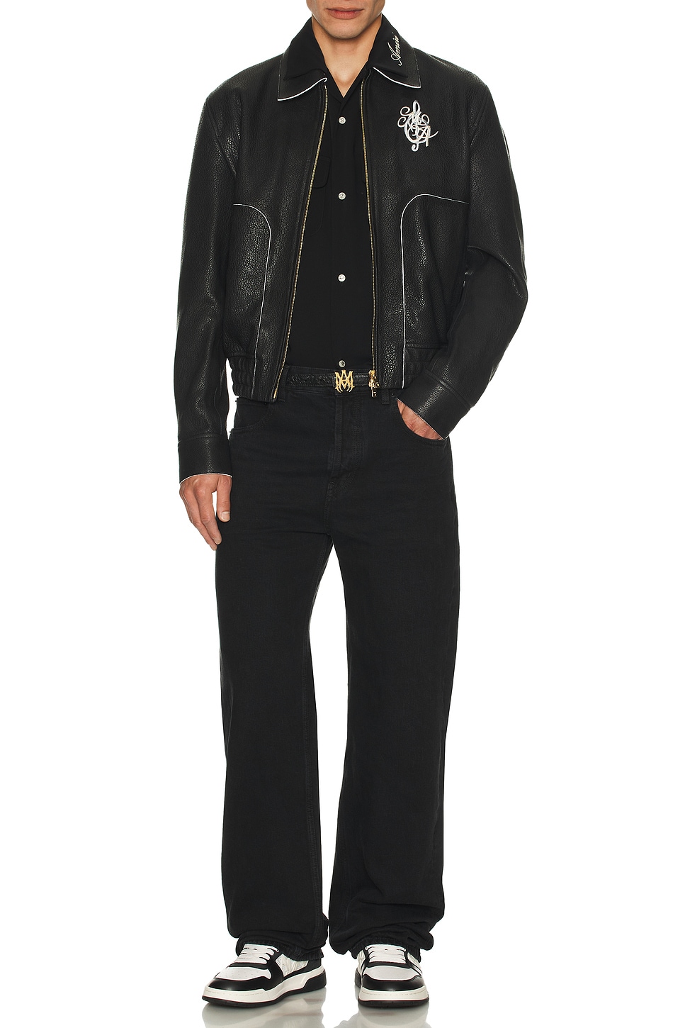 Image 1 of Amiri Round Pocket Dress Shirt in Black