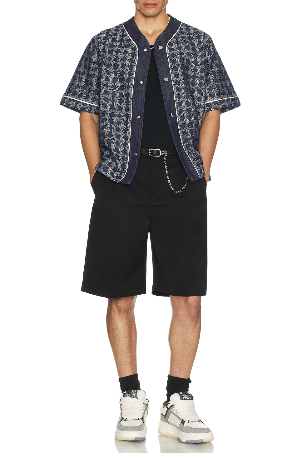 Image 1 of Amiri MA Quad Denim Baseball Shirt in Undone Indigo