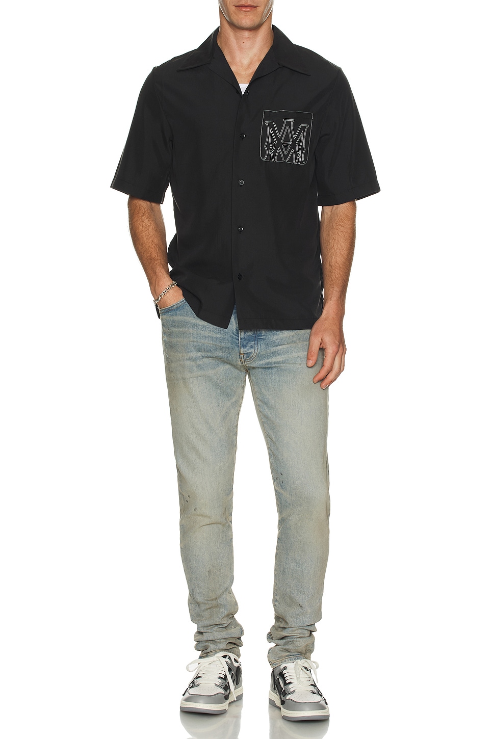 Image 1 of Amiri MA Outline Bowling Shirt in Black