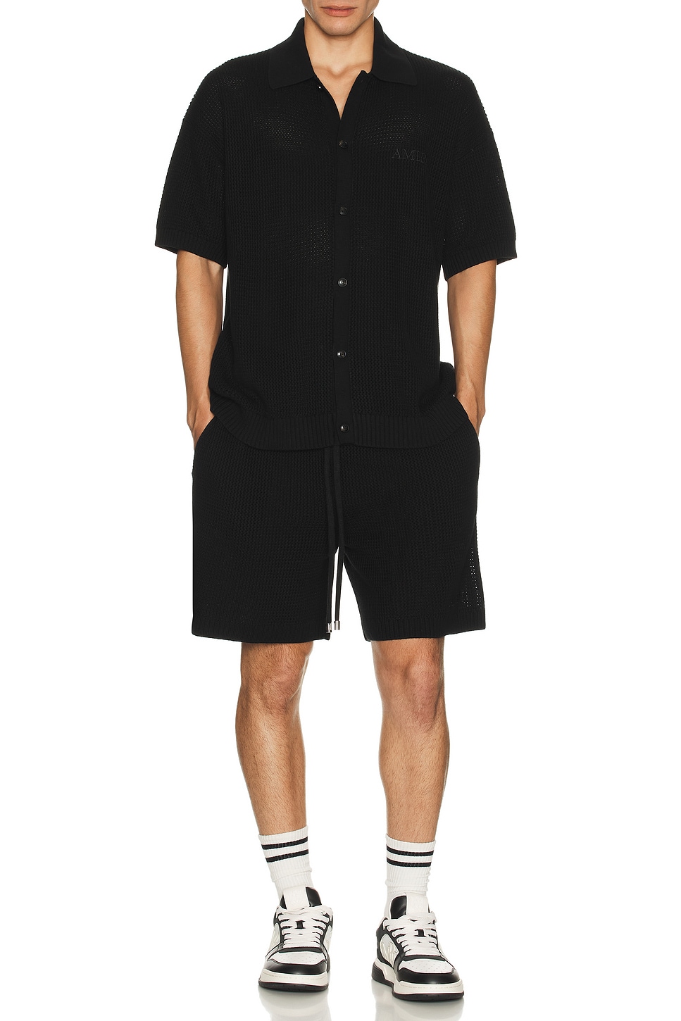 Image 1 of Amiri Crochet Mesh Shirt in Black