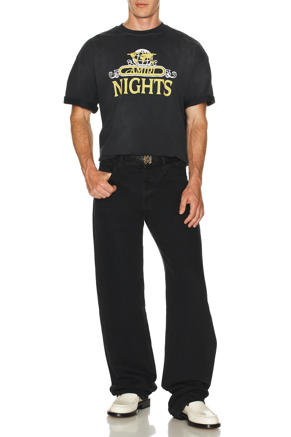 Image 1 of Amiri Nights Oversized Tee in Black