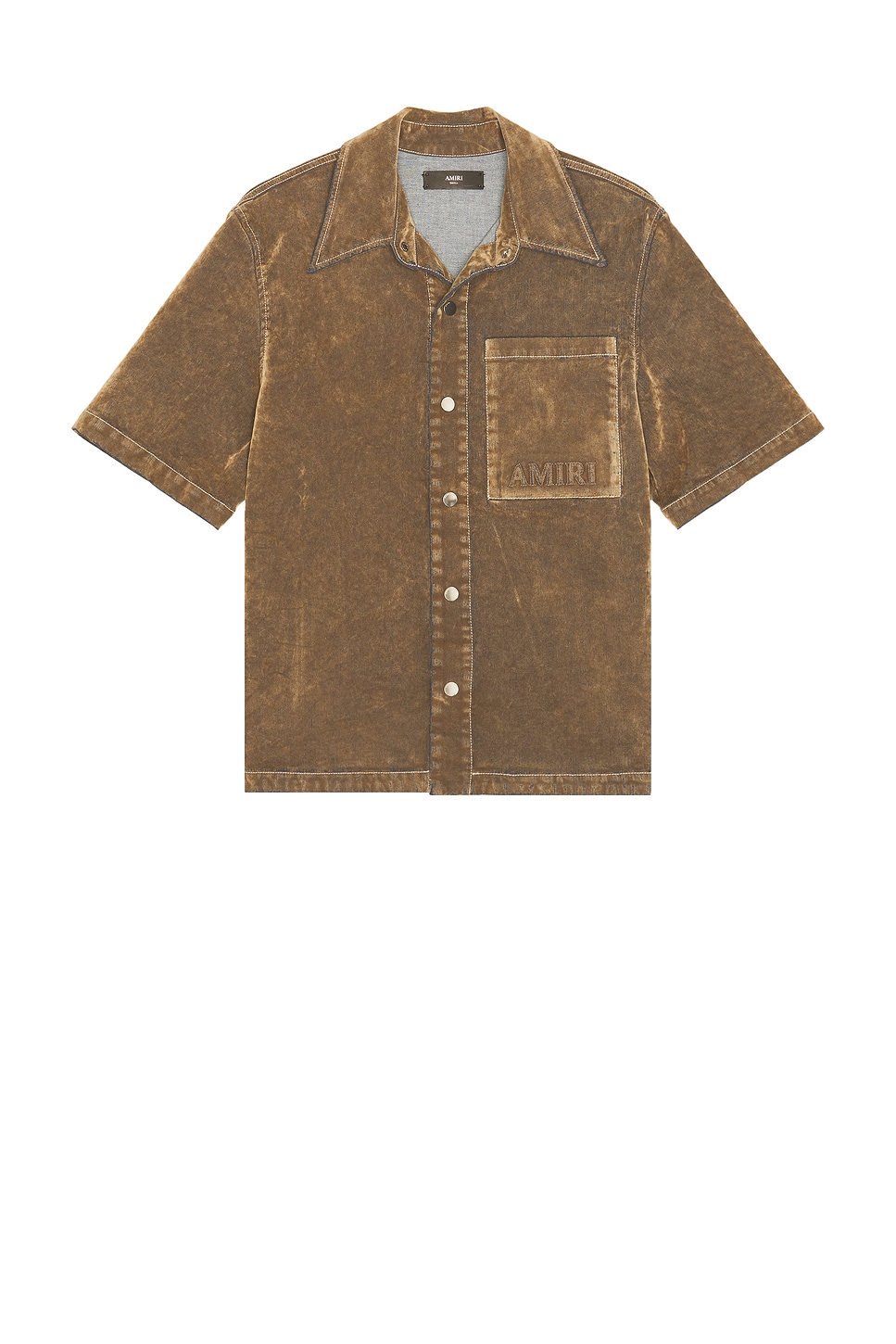 Image 1 of Amiri Velvet Camp Shirt in Tan